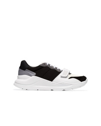 Burberry Black And White Regis Low Top Velcro Sneakers
