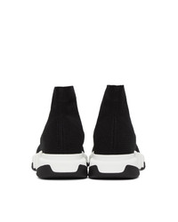 Balenciaga Black And White Speed 20 Lace Up Sneakers