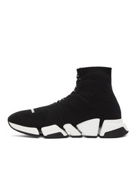 Balenciaga Black And White Speed 20 Lace Up Sneakers