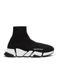 Balenciaga Black And White Speed 20 Sneakers