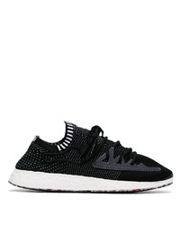 Y-3 Black Raito Racer Logo Embroidered Low Top Sneakers