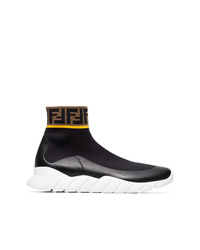 Fendi Logo Hi Top Stretch Sock Sneakers