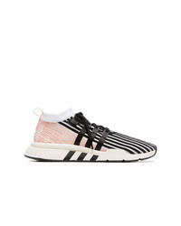 adidas Pink Black And White Eqt Support Mid Adv Primeknit Sneakers
