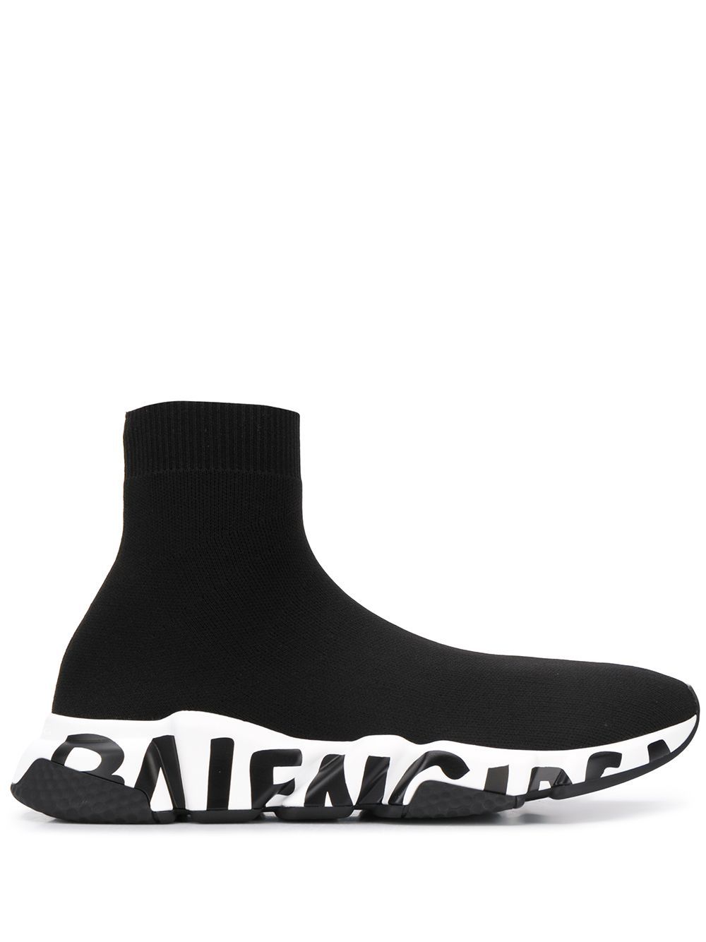 Balenciaga Speed Knit Logo Print Sneakers, $995 | farfetch.com | Lookastic