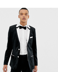 ASOS DESIGN Tall Skinny Tuxedo Suit Jacket In Black With White Tipping