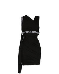 Versace Asymmetric Neck Logo Mini Dress