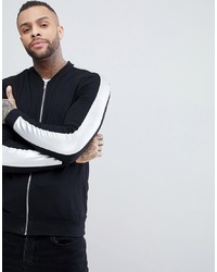 ASOS DESIGN Asos Muscle Jersey Bomber Jacket With Silver Panel