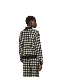 Gucci Black And Off White Short Houndstooth Bomber