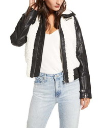 BLANKNYC Faux Leather Fleece Bomber Jacket
