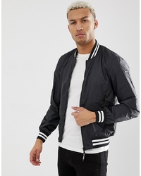 Replay Tipped Bomber Jacket In Black