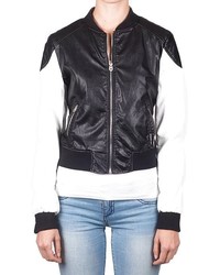 Members Only Two Tone Faux Leather Baseball Jacket