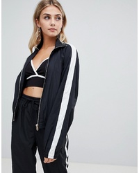 Missguided Zip Up Tracksuit Jacket In Black