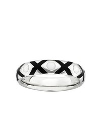 Asstd National Brand Sterling Silver Black White Enamel Xo Ring