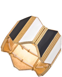 Blu Bijoux Gold Black And White Wide Octagonal Bangle Bracelet