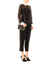 DKNY Contrast Collar And Cuff Lace Blouse