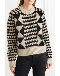 Saint Laurent Cable Knit Wool Blend Sweater