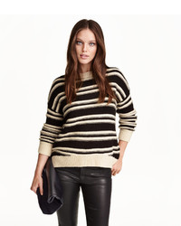 H&M Knit Sweater Blackstriped Ladies