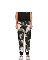 Dolce and Gabbana Black And White Camouflage Jogging Cargo Pants
