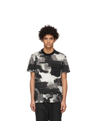 Black and White Camouflage Crew-neck T-shirt