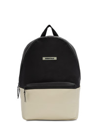 Essentials Black And Off White Canvas Backpack