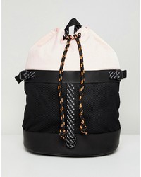 ASOS DESIGN Duffel Backpack In Pink And Black Mesh With Internal Laptop Pouch