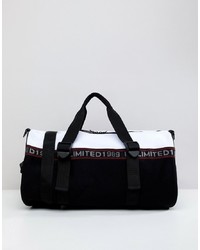 ASOS DESIGN Barrel Bag In Black With Red And Mesh Design