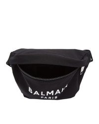 Balmain Black Nylon B Bum Bag