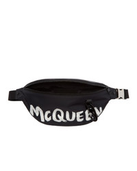 Alexander McQueen Black Oversized Graffiti Bum Bag