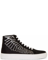 Marcelo Burlon County of Milan Black And Grey Coralie Wings High Top Sneakers