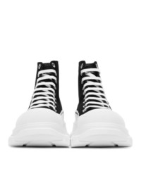 Alexander McQueen Black And White Canvas Tread Slick Boots