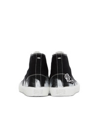 Maison Margiela Black And White Vandal Tabi High Top Sneakers