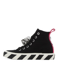 Off-White Black And White Vulcanized Mid Top Sneakers