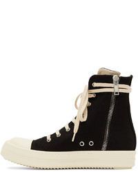 Rick Owens DRKSHDW Black Embroidered High Sneakers
