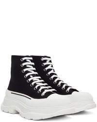 Alexander McQueen Black White High Tread Slick Sneakers