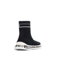 Miu Miu Black White Knitted Logo Sneakers