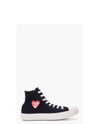 Comme Des Garons Play Black High Top Canvas Sneakers