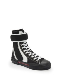 Burberry Jermaine Cotton Nylon High Top Sneaker In Black White At Nordstrom