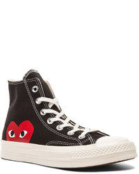 Comme des Garcons Play Large Emblem High Top Canvas Sneakers