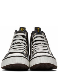 R 13 R13 Black Canvas High Top Sneakers
