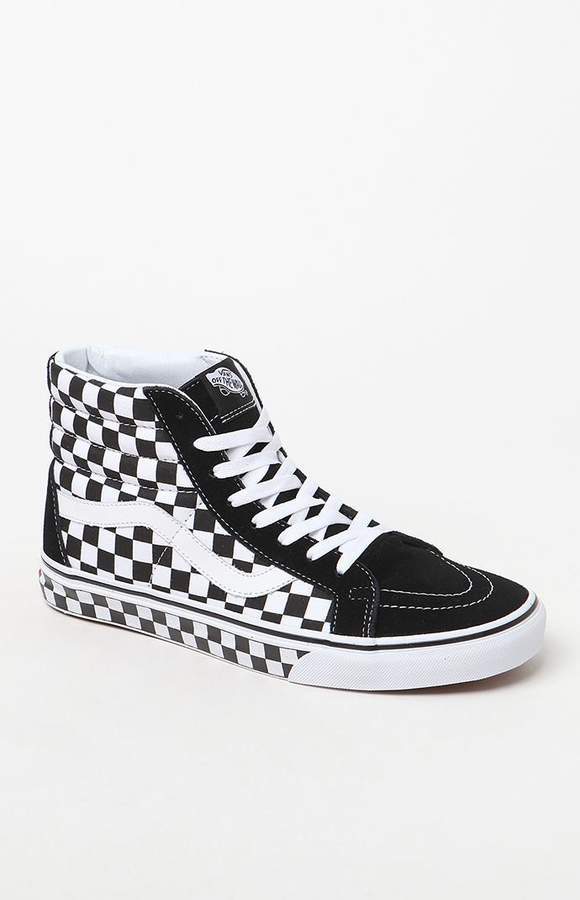 black and white checkered high tops