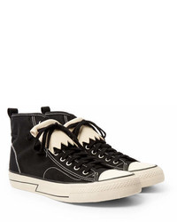 VISVIM Skagway Fringed Leather Trimmed Canvas High Top Sneakers