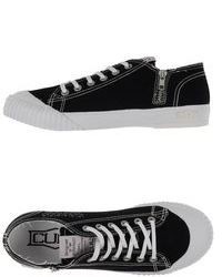 Black and White Canvas Low Top Sneakers
