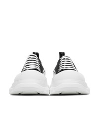 Alexander McQueen Black And White Tread Slick Lace Up Sneakers
