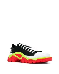 Adidas By Raf Simons Black Detroit Runner Contrast Sole Low Top Cotton Sneakers