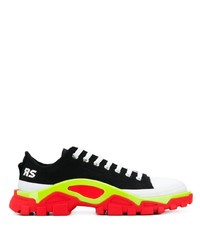 Adidas By Raf Simons Black Detroit Runner Contrast Sole Low Top Cotton Sneakers