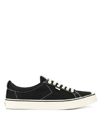 Cariuma Oca Low Stripe Washed Black Canvas Contrast Thread Sneaker