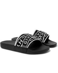 Givenchy Logo Jacquard Webbing Leather And Rubber Slides