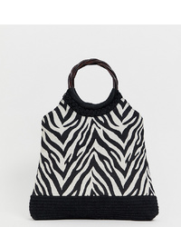 Accessorize Zebra Grab Bag With Wood Effect Handle