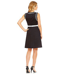Calvin Klein Eyelet Colorblock Fit And Flare Dress