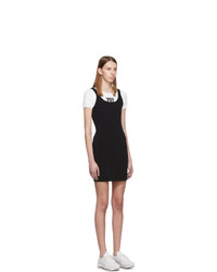 alexanderwang.t White And Black Sport Layering Logo Mini Dress